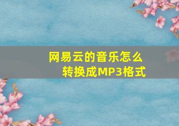 网易云的音乐怎么转换成MP3格式