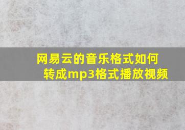 网易云的音乐格式如何转成mp3格式播放视频