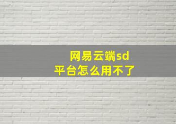 网易云端sd平台怎么用不了