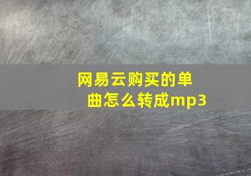 网易云购买的单曲怎么转成mp3