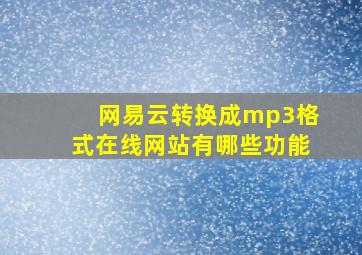 网易云转换成mp3格式在线网站有哪些功能