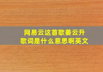 网易云这首歌姜云升歌词是什么意思啊英文