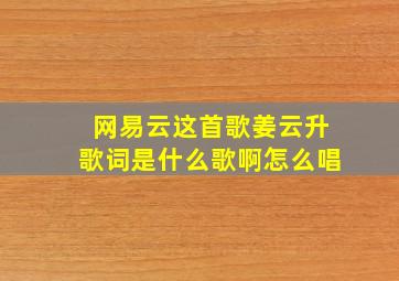 网易云这首歌姜云升歌词是什么歌啊怎么唱