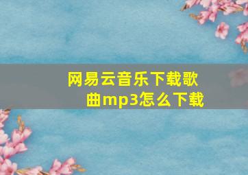 网易云音乐下载歌曲mp3怎么下载