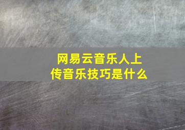 网易云音乐人上传音乐技巧是什么