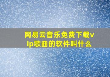 网易云音乐免费下载vip歌曲的软件叫什么