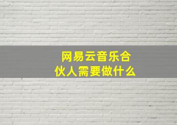 网易云音乐合伙人需要做什么