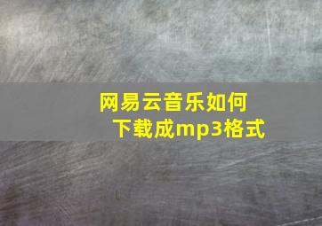 网易云音乐如何下载成mp3格式