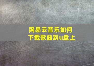 网易云音乐如何下载歌曲到u盘上