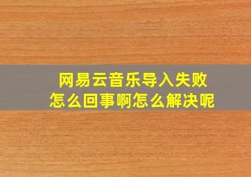 网易云音乐导入失败怎么回事啊怎么解决呢