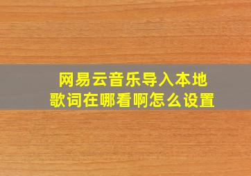 网易云音乐导入本地歌词在哪看啊怎么设置