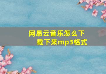 网易云音乐怎么下载下来mp3格式