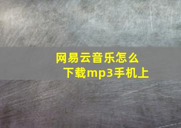 网易云音乐怎么下载mp3手机上