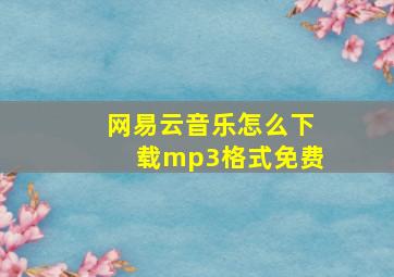 网易云音乐怎么下载mp3格式免费