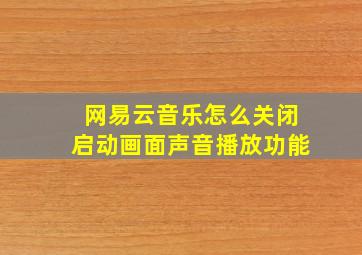 网易云音乐怎么关闭启动画面声音播放功能