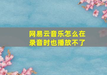 网易云音乐怎么在录音时也播放不了