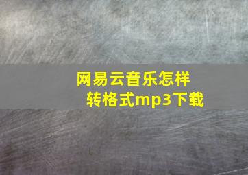 网易云音乐怎样转格式mp3下载