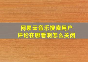 网易云音乐搜索用户评论在哪看啊怎么关闭