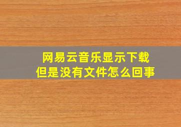 网易云音乐显示下载但是没有文件怎么回事