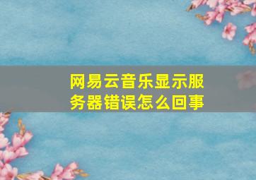 网易云音乐显示服务器错误怎么回事