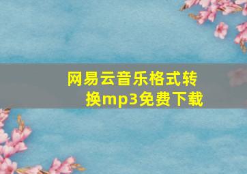 网易云音乐格式转换mp3免费下载