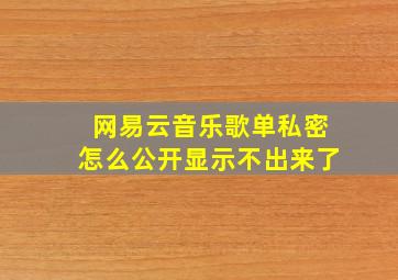 网易云音乐歌单私密怎么公开显示不出来了