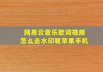 网易云音乐歌词视频怎么去水印呢苹果手机