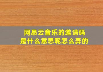 网易云音乐的邀请码是什么意思呢怎么弄的