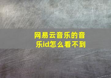 网易云音乐的音乐id怎么看不到