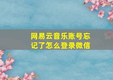 网易云音乐账号忘记了怎么登录微信