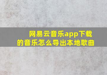 网易云音乐app下载的音乐怎么导出本地歌曲