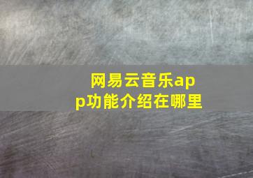 网易云音乐app功能介绍在哪里