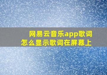 网易云音乐app歌词怎么显示歌词在屏幕上