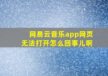 网易云音乐app网页无法打开怎么回事儿啊