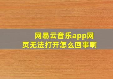 网易云音乐app网页无法打开怎么回事啊