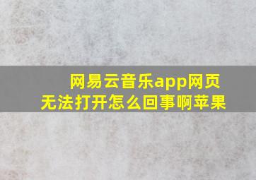 网易云音乐app网页无法打开怎么回事啊苹果