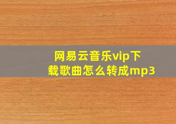 网易云音乐vip下载歌曲怎么转成mp3