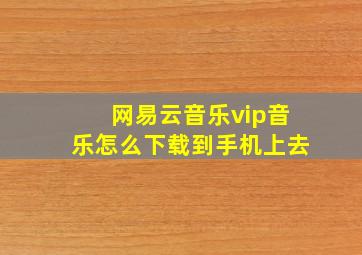 网易云音乐vip音乐怎么下载到手机上去