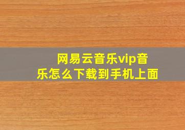 网易云音乐vip音乐怎么下载到手机上面