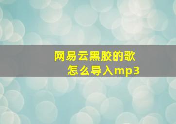 网易云黑胶的歌怎么导入mp3