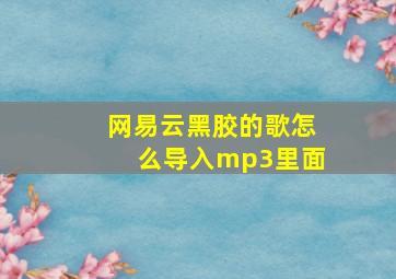 网易云黑胶的歌怎么导入mp3里面