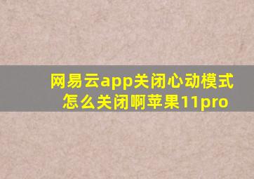 网易云app关闭心动模式怎么关闭啊苹果11pro