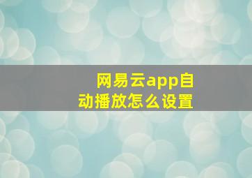 网易云app自动播放怎么设置