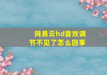 网易云hd音效调节不见了怎么回事