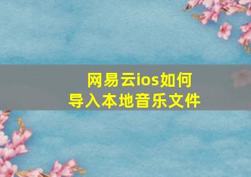 网易云ios如何导入本地音乐文件