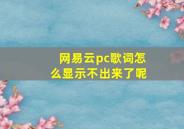 网易云pc歌词怎么显示不出来了呢