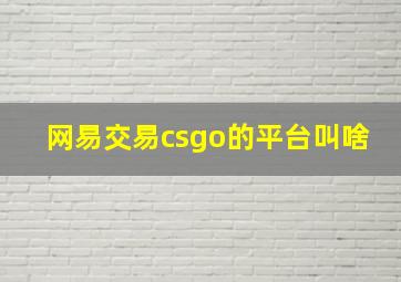 网易交易csgo的平台叫啥