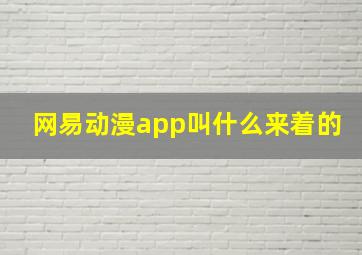 网易动漫app叫什么来着的