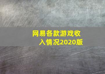 网易各款游戏收入情况2020版