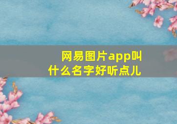 网易图片app叫什么名字好听点儿